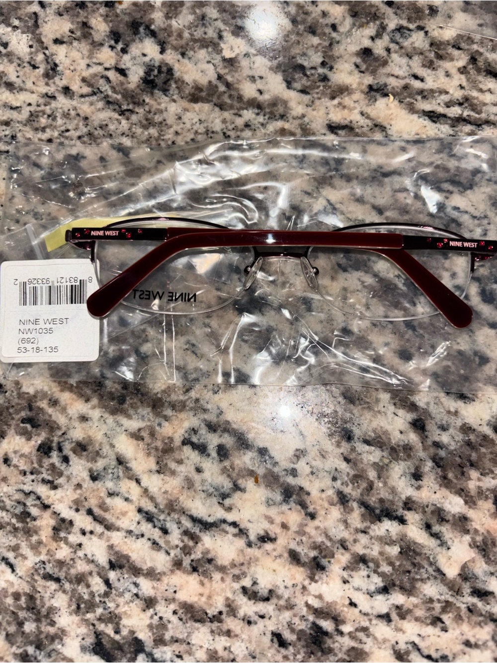 Nine West Men's Rectangular Eyeglass Frames in Burgundy